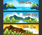 Flat Color for Happy Earth Day Banner Set