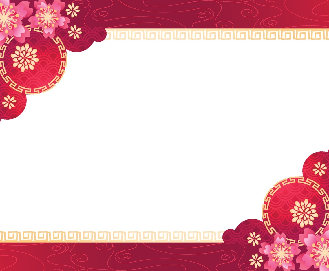 Chinese New Year Pink Floral with Red Background