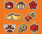 Set of 8 Chinese New Year Gong Xi Fa Cai Stickers