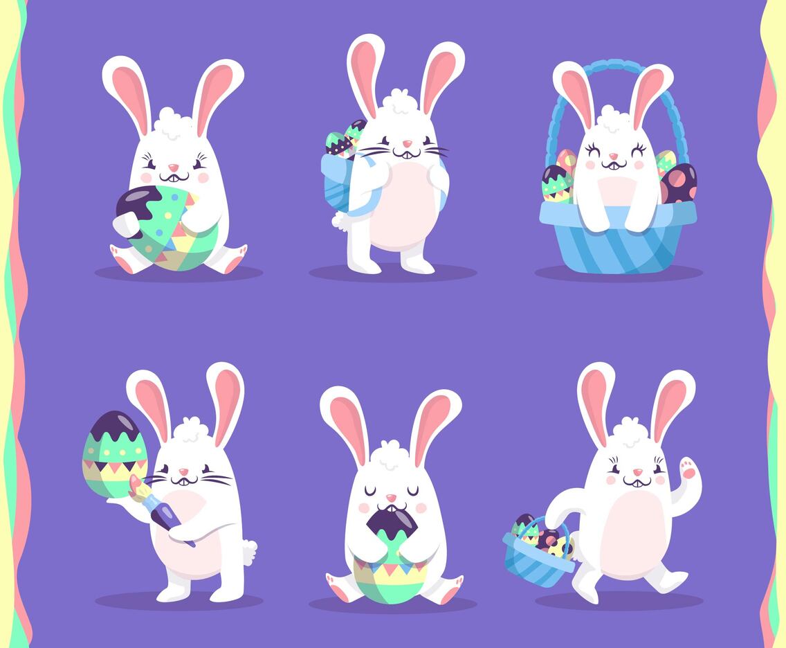 Pack of 6 Easter Bunny Characters