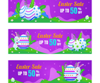 Easter Marketing Sale Banner with Purple Background
