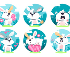 Easter Rabbit Character in Different Poses