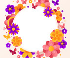 Colorful Floral Arrangement in Circle Background