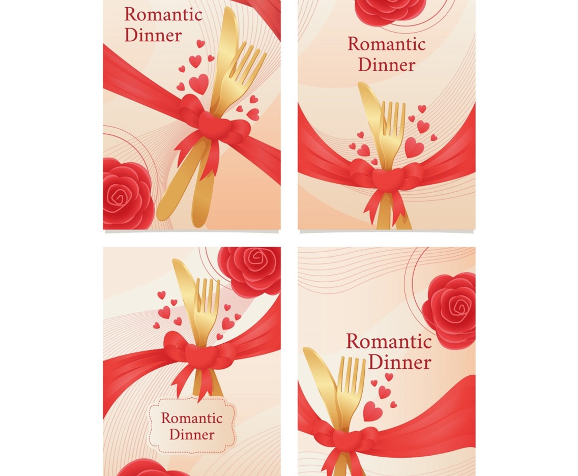 Valentine Dinner Date Card with Fork and Spoon Concept