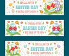 Colourful Easter Day Sale Banner Set with Eggs