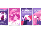 Cards Design Set Representing Women's History Month