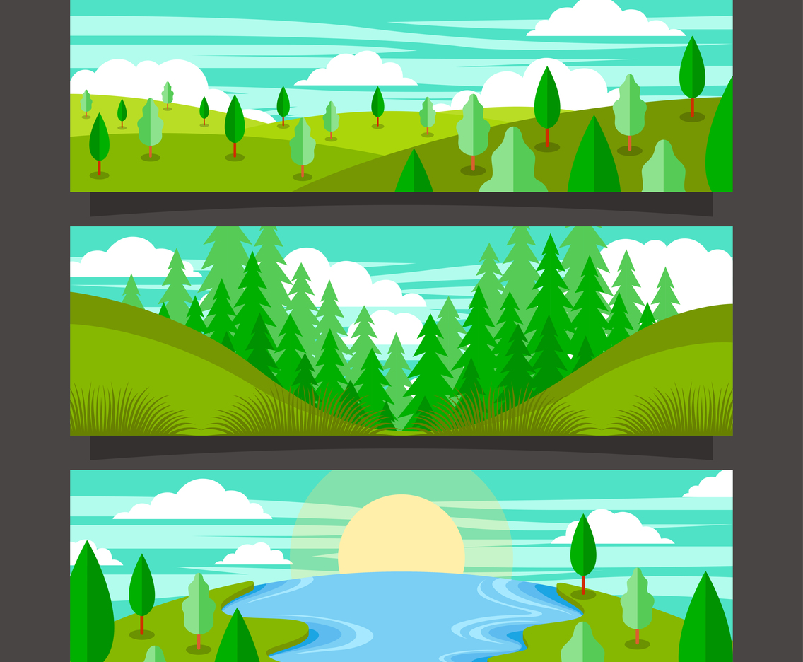 Earth Day Landscape Banner Design Set