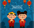 Gong Xi Fa Cai with Blue Background
