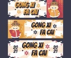 Flat Gong Xi Fa Cai Banner With Cute Ox