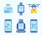 Blue Contactless Technology Icon Set