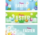 Realistic Easter Banner Set