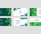 Green Abstract Futuristic Business Name Card Template