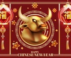 Illustration of Golden ox for Chinese New Year event