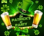 St. Patrick's Day Shamrock Party Illustration with beers and others Leprechaun attribute