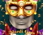 Mardi Gras illustration with mask and beads