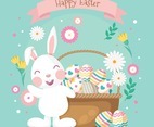 Flat Design Happy Easter Day of Bunny