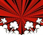 Comic Style Red Background with Cloud