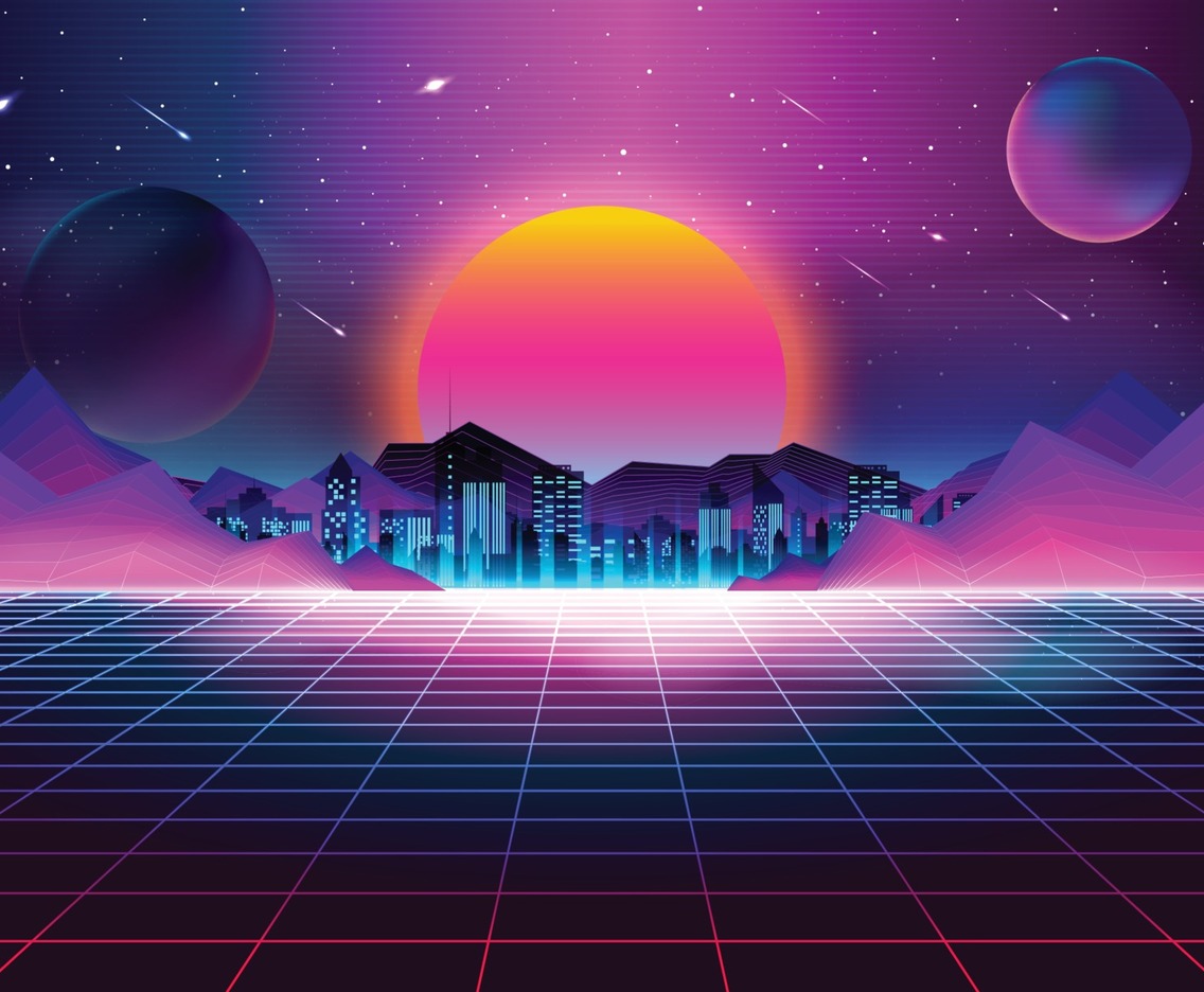 Retro Futurism Sunset Background