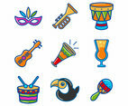 Rio Carnival Set of Icons