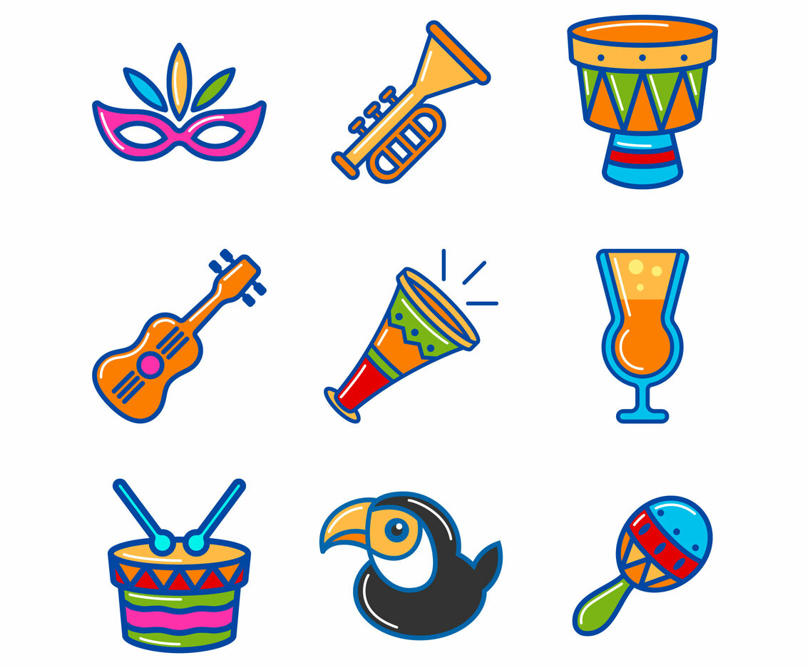 Rio Carnival Set of Icons
