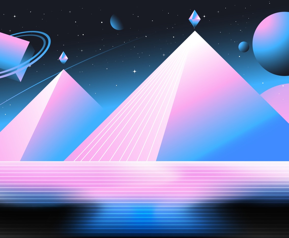 Retro Pyramid in Futuristic Style Background
