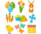Easter Icon Collection in Flat Design