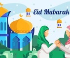 Happy Eid Mubarak in Flat Design