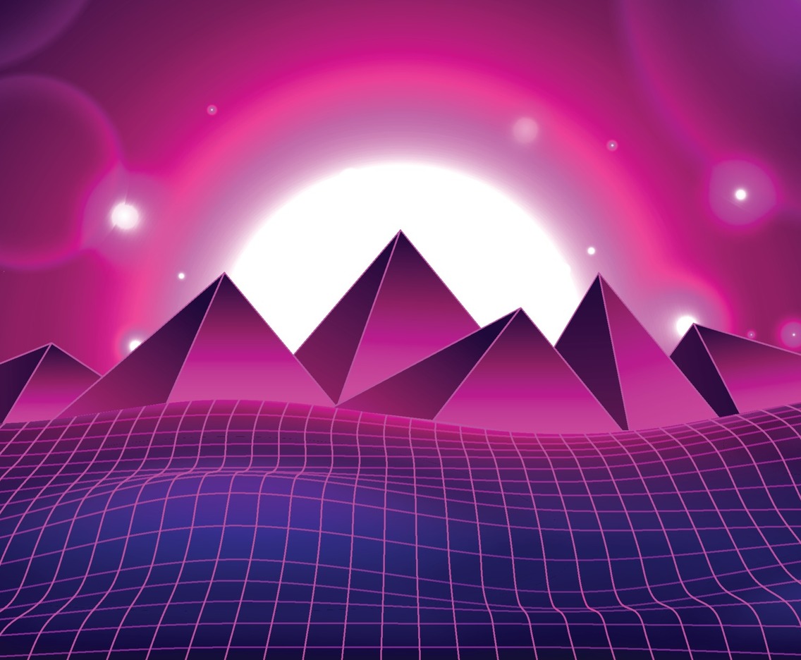 Retro Futurism Line and Pyramid Shapes Background Concept