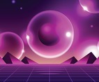 Retro Futurism Shapes Background Concept in Purple Colors