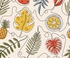 Tropical Summer Pattern One Line Art Background