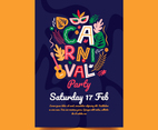 Carnival Party Poster with Floral Background