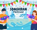 Couple Water Splashing Songkran Festival