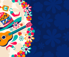 Sombrero and Guitar with Flower Ornament