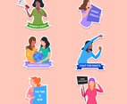 Women's Day Awareness Sticker Design Set