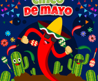 Cinco De Mayo Festival with Chili Character