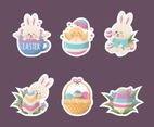 Set of Easter Cute Bunny and Egg Sticker