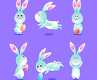 Character Set of Cute Easter Rabbits