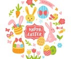 Happy Easter Cute and Colourful Icon Set