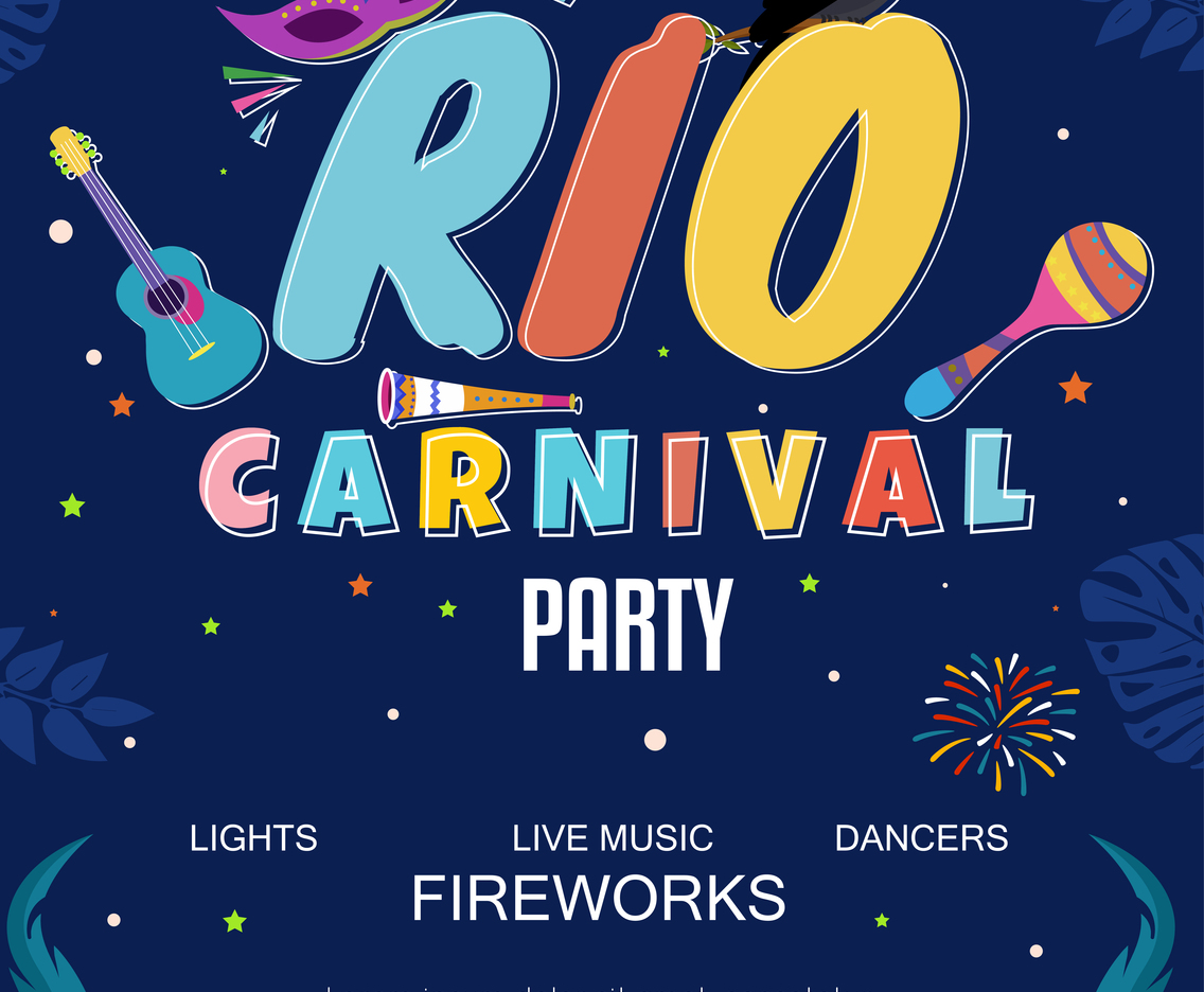 Rio Carnival Poster with Colorful Firework