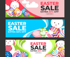 Colorful Happy Easter Sale Banner Set