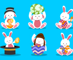 Cute Easter Rabbit Character Set