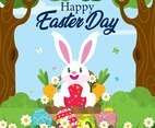 Happy Easter Day with Cute Character