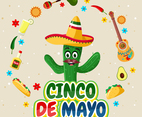 Happy Cinco De Mayo with Cactus Character