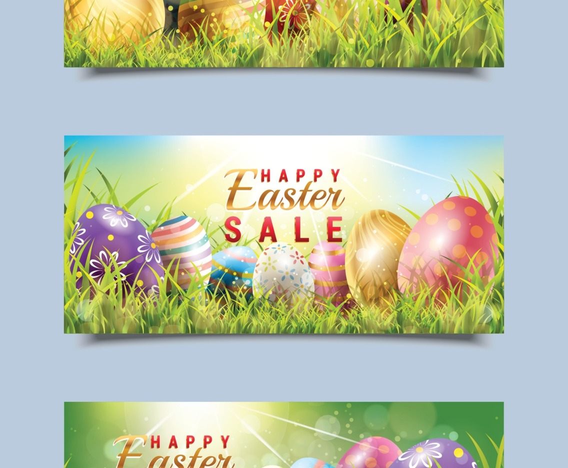 Happy Easter Sale with Easter Eggs Banner