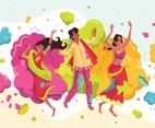Happy Holi Festival with Flat Character