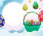 Easter Circular Frame with Easter Eggs Decoration