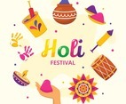Holi Festival Attribute Icon Set
