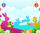 Easter Egg Hunt in Spring Colourful Garden