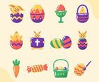Cute Easter Festival Icon Set