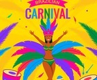 Woman Samba Dancer On Rio Carnival Background